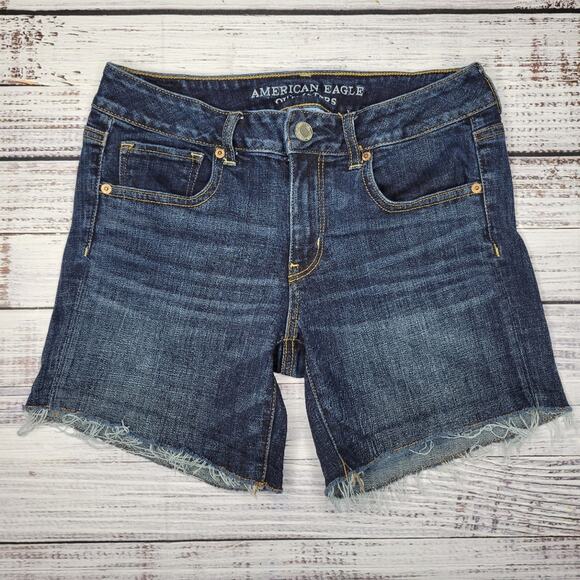 American Eagle Outfitters Pants - American Eagle Outfitters Midi Cutoff Denim Shorts Super Stretch Dark Wash | 8